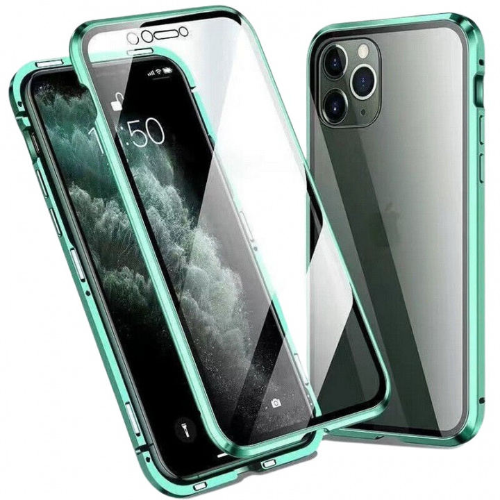 Genomskinligt Iphone 12 Pro Max magnetiskt skal i glas, Grön i gruppen SMARTPHONE & SURFPLATTOR / Mobilskydd / Apple / iPhone 12 Pro Max hos TP E-commerce Nordic AB (A20897)
