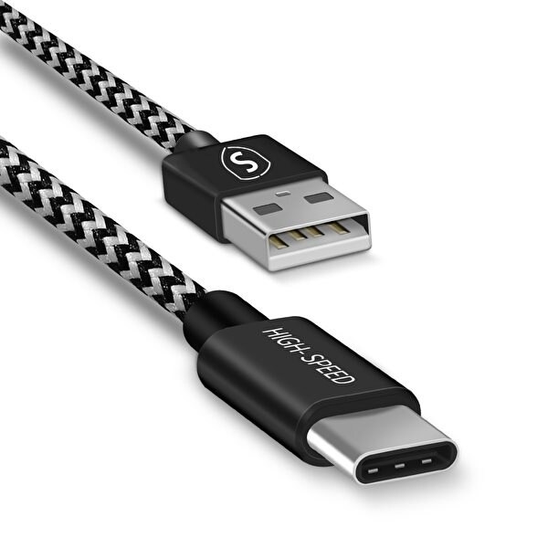 SiGN Skin USB-C-kabel 2.1A 0,25 m - Svart/Vit i gruppen SMARTPHONE & SURFPLATTOR / Laddare & Kablar / Kablar / Kablar Typ C hos TP E-commerce Nordic AB (A21242)
