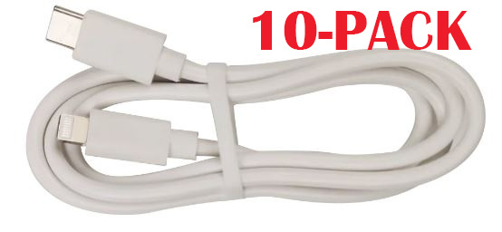 10-PACK Kabel USB-C Lightning,2-4A,1m, Vit