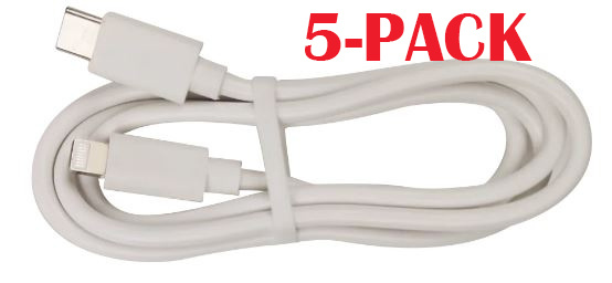 5-PACK Kabel USB-C - Lightning, 2.4A, 1m, Vit i gruppen SMARTPHONE & SURFPLATTOR / Laddare & Kablar / Kablar / Kablar Lightning hos TP E-commerce Nordic AB (A22392PKT5)