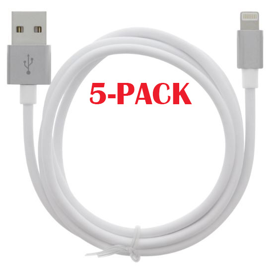 5-PACK Kabel USB-A - Lightning 2.4A, 1m, Vit i gruppen SMARTPHONE & SURFPLATTOR / Laddare & Kablar / Kablar / Kablar Lightning hos TP E-commerce Nordic AB (A22404PKT5)