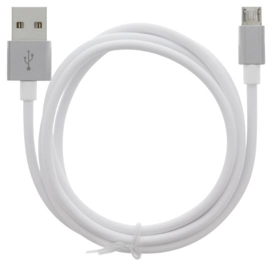 Kabel USB-A - MicroUSB 2.4A, 1m, Vit i gruppen SMARTPHONE & SURFPLATTOR / Laddare & Kablar / Kablar / Kablar microUSB hos TP E-commerce Nordic AB (A22406)