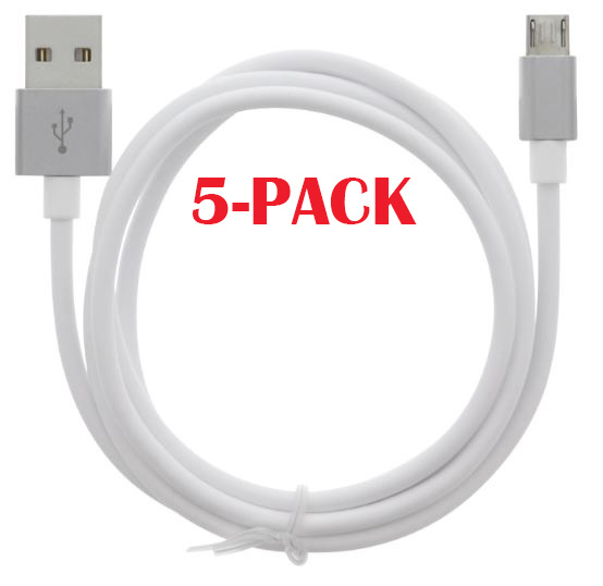 5-PACK Kabel USB-A - MicroUSB 2.4A, 1m, Vit i gruppen SMARTPHONE & SURFPLATTOR / Laddare & Kablar / Kablar / Kablar microUSB hos TP E-commerce Nordic AB (A22406PKT5)
