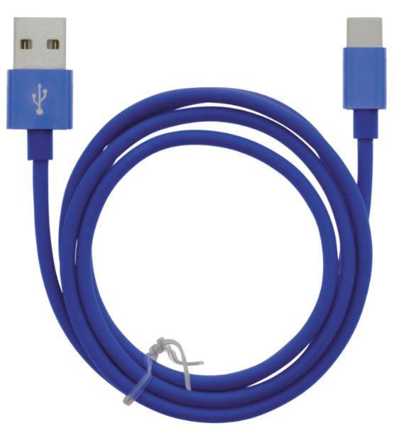 Kabel USB-A - USB-C 2.4A, 1m, Blå i gruppen SMARTPHONE & SURFPLATTOR / Laddare & Kablar / Kablar / Kablar Typ C hos TP E-commerce Nordic AB (A22414)
