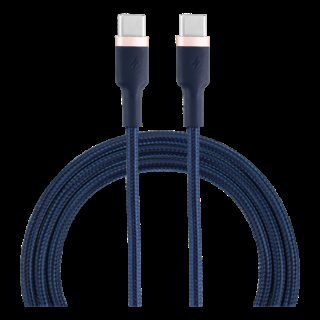 EPZI USB-C till USB-C-kabel, 60W, Flätad, 1m - Marinblå