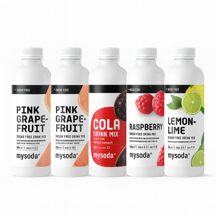 5-pack Mysoda Cola, Grape, Raspberry, Lemon 500 ml - Ger 36L dryck i gruppen HEM, HUSHÅLL & TRÄDGÅRD / Hushållsmaskiner / Vatten & Juice / Kolsyremaskiner / Smaker hos TP E-commerce Nordic AB (A22715PKT3)