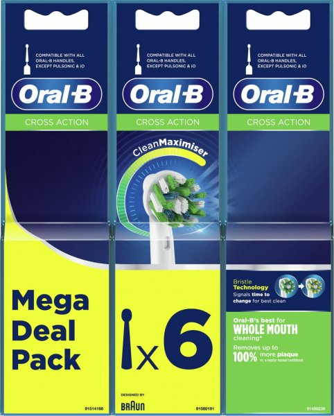 Oral-B Cross Action 6-pack i gruppen SKÖNHET & HÄLSA / Munvård / Borsthuvuden & Tillbehör hos TP E-commerce Nordic AB (A22894)