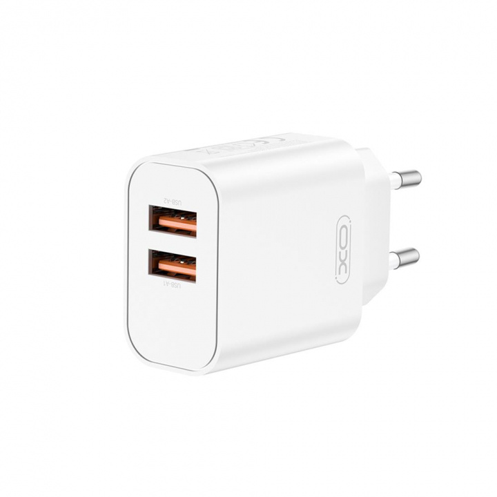 XO Väggladdare CE34 2x USB 2,4A, Vit i gruppen SMARTPHONE & SURFPLATTOR / Laddare & Kablar / Väggladdare / Väggladdare USB hos TP E-commerce Nordic AB (A22962)