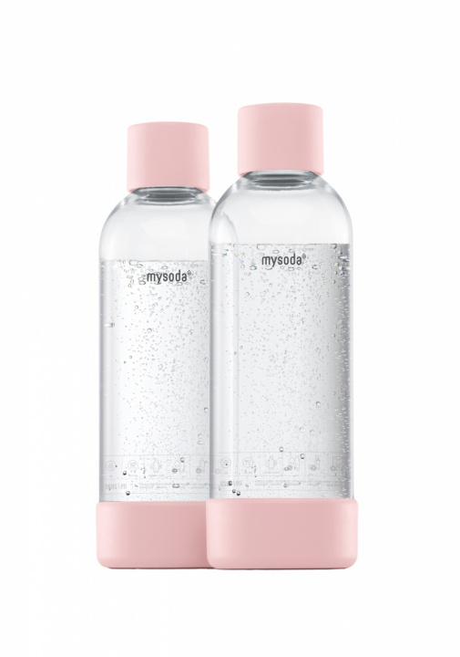 Mysoda PET-flaska 1L 2-pack, Rosa i gruppen HEM, HUSHÅLL & TRÄDGÅRD / Hushållsmaskiner / Vatten & Juice / Kolsyremaskiner / Tillbehör hos TP E-commerce Nordic AB (A22979)