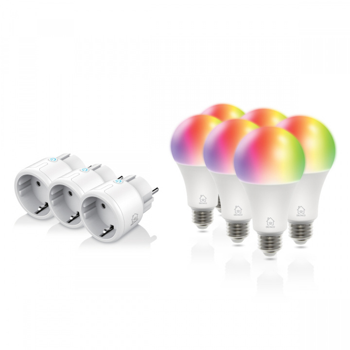 DELTACO SMART HOME Start kit 3x mini-strömbrytare och 6x RGB-lampor i gruppen HEM, HUSHÅLL & TRÄDGÅRD / Smarta hem / Smart belysning hos TP E-commerce Nordic AB (A22983)