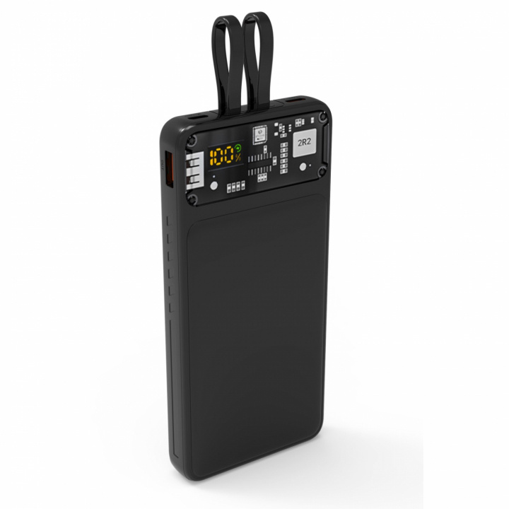 QUALO QTPB10-LD-23-01 Powerbank 10 000 mAh PD med LED, Svart i gruppen SMARTPHONE & SURFPLATTOR / Laddare & Kablar / Powerbanks hos TP E-commerce Nordic AB (A22992)