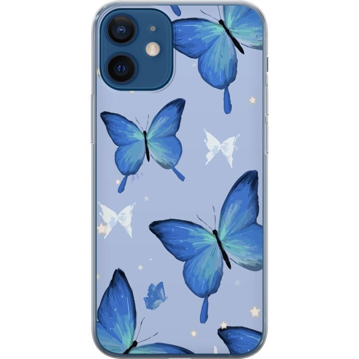 Mobilskal till Apple iPhone 12 med Blå fjärillar motiv i gruppen SMARTPHONE & SURFPLATTOR / Mobilskydd / Apple / iPhone 12/12 Pro hos TP E-commerce Nordic AB (A50205)
