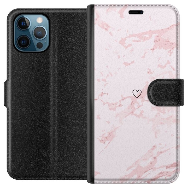 Plånboksfodral till Apple iPhone 12 Pro med Rosa Hjärta motiv i gruppen SMARTPHONE & SURFPLATTOR / Mobilskydd / Apple / iPhone 12/12 Pro hos TP E-commerce Nordic AB (A50293)