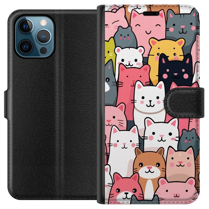 Plånboksfodral till Apple iPhone 12 Pro Max med Kattmönster motiv i gruppen SMARTPHONE & SURFPLATTOR / Mobilskydd / Apple / iPhone 12 Pro Max hos TP E-commerce Nordic AB (A50332)
