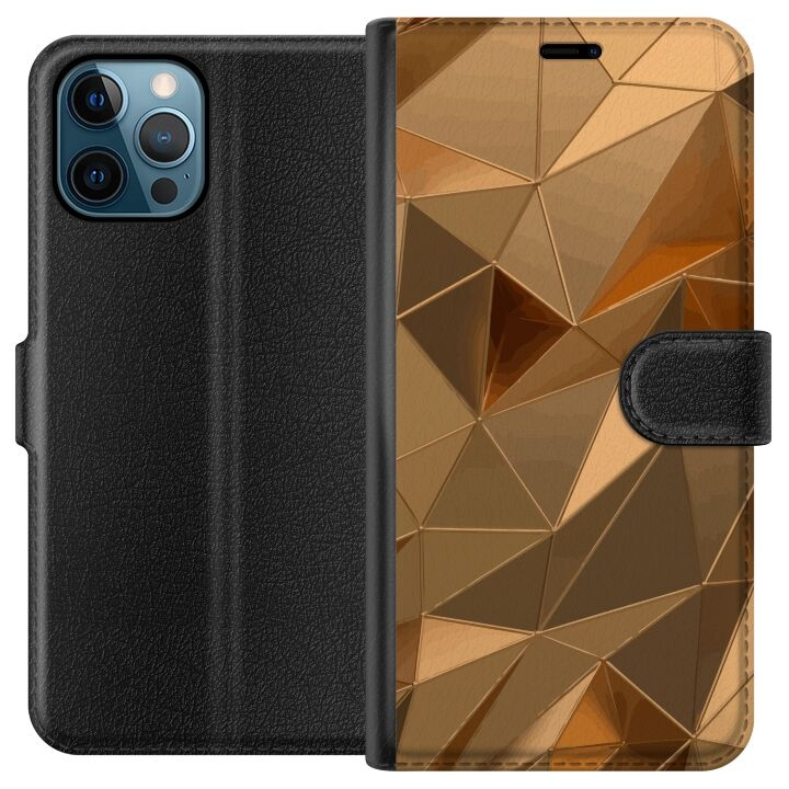 Plånboksfodral till Apple iPhone 12 Pro Max med 3D Guld motiv i gruppen SMARTPHONE & SURFPLATTOR / Mobilskydd / Apple / iPhone 12 Pro Max hos TP E-commerce Nordic AB (A50348)