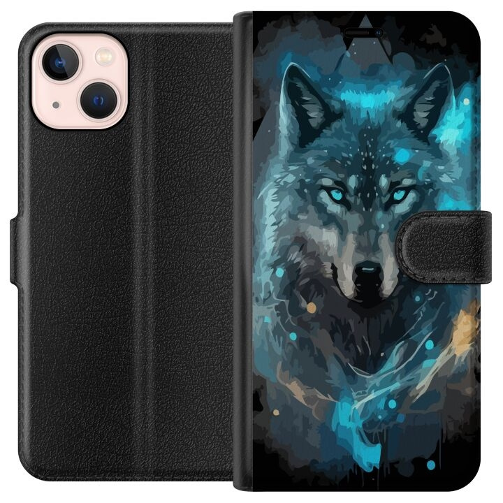 Plånboksfodral till Apple iPhone 13 mini med Varg motiv i gruppen SMARTPHONE & SURFPLATTOR / Mobilskydd / Apple / iPhone 13 Mini hos TP E-commerce Nordic AB (A50437)