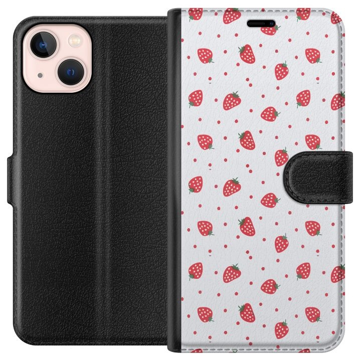 Plånboksfodral till Apple iPhone 13 mini med Jordgubbar motiv i gruppen SMARTPHONE & SURFPLATTOR / Mobilskydd / Apple / iPhone 13 Mini hos TP E-commerce Nordic AB (A50449)