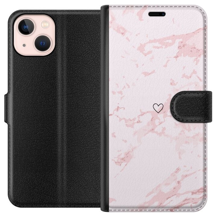 Plånboksfodral till Apple iPhone 13 mini med Rosa Hjärta motiv i gruppen SMARTPHONE & SURFPLATTOR / Mobilskydd / Apple / iPhone 13 Mini hos TP E-commerce Nordic AB (A50455)