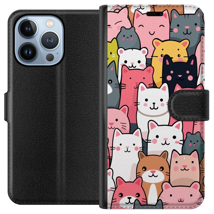 Plånboksfodral till Apple iPhone 13 Pro med Kattmönster motiv i gruppen SMARTPHONE & SURFPLATTOR / Mobilskydd / Apple / iPhone 13 Pro hos TP E-commerce Nordic AB (A50494)