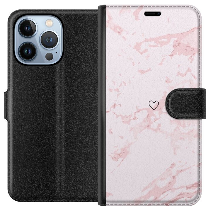 Plånboksfodral till Apple iPhone 13 Pro med Rosa Hjärta motiv i gruppen SMARTPHONE & SURFPLATTOR / Mobilskydd / Apple / iPhone 13 Pro hos TP E-commerce Nordic AB (A50509)