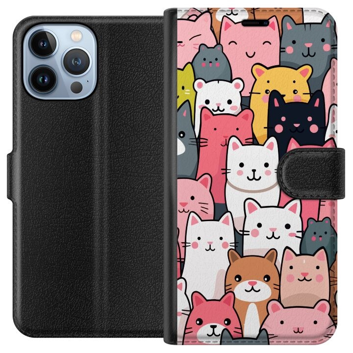 Plånboksfodral till Apple iPhone 13 Pro Max med Kattmönster motiv i gruppen SMARTPHONE & SURFPLATTOR / Mobilskydd / Apple / iPhone 13 Pro Max hos TP E-commerce Nordic AB (A50548)