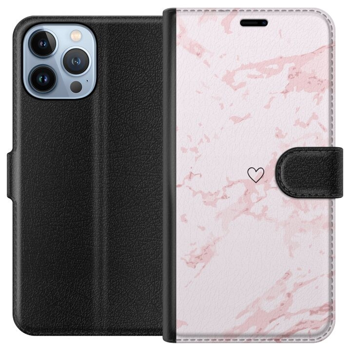 Plånboksfodral till Apple iPhone 13 Pro Max med Rosa Hjärta motiv i gruppen SMARTPHONE & SURFPLATTOR / Mobilskydd / Apple / iPhone 13 Pro Max hos TP E-commerce Nordic AB (A50563)
