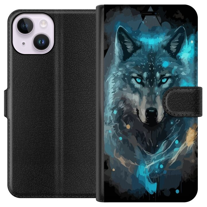 Plånboksfodral till Apple iPhone 14 med Varg motiv i gruppen SMARTPHONE & SURFPLATTOR / Mobilskydd / Apple / iPhone 14 hos TP E-commerce Nordic AB (A50599)