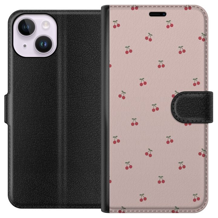 Plånboksfodral till Apple iPhone 14 med Körsbär motiv i gruppen SMARTPHONE & SURFPLATTOR / Mobilskydd / Apple / iPhone 14 hos TP E-commerce Nordic AB (A50601)