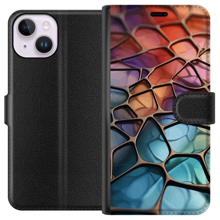 Plånboksfodral till Apple iPhone 14 med Metalliskt mönster motiv i gruppen SMARTPHONE & SURFPLATTOR / Mobilskydd / Apple / iPhone 14 hos TP E-commerce Nordic AB (A50604)