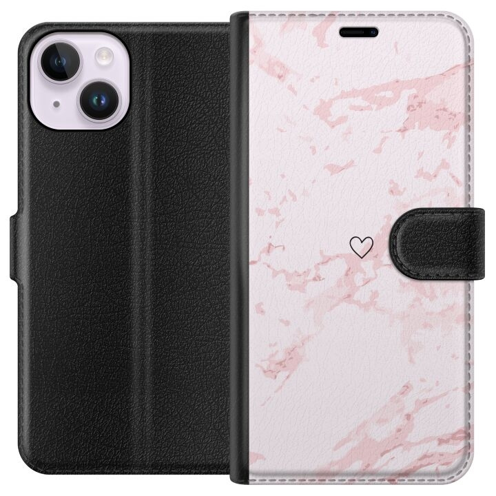 Plånboksfodral till Apple iPhone 14 med Rosa Hjärta motiv i gruppen SMARTPHONE & SURFPLATTOR / Mobilskydd / Apple / iPhone 14 hos TP E-commerce Nordic AB (A50617)