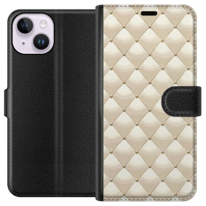 Plånboksfodral till Apple iPhone 14 med Guldglans motiv i gruppen SMARTPHONE & SURFPLATTOR / Mobilskydd / Apple / iPhone 14 hos TP E-commerce Nordic AB (A50620)