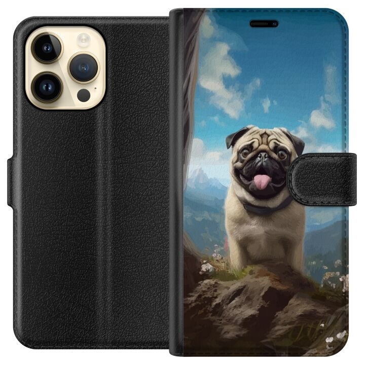 Plånboksfodral till Apple iPhone 14 Pro Max med Glad Hund motiv i gruppen SMARTPHONE & SURFPLATTOR / Mobilskydd / Apple / iPhone 14 hos TP E-commerce Nordic AB (A50774)