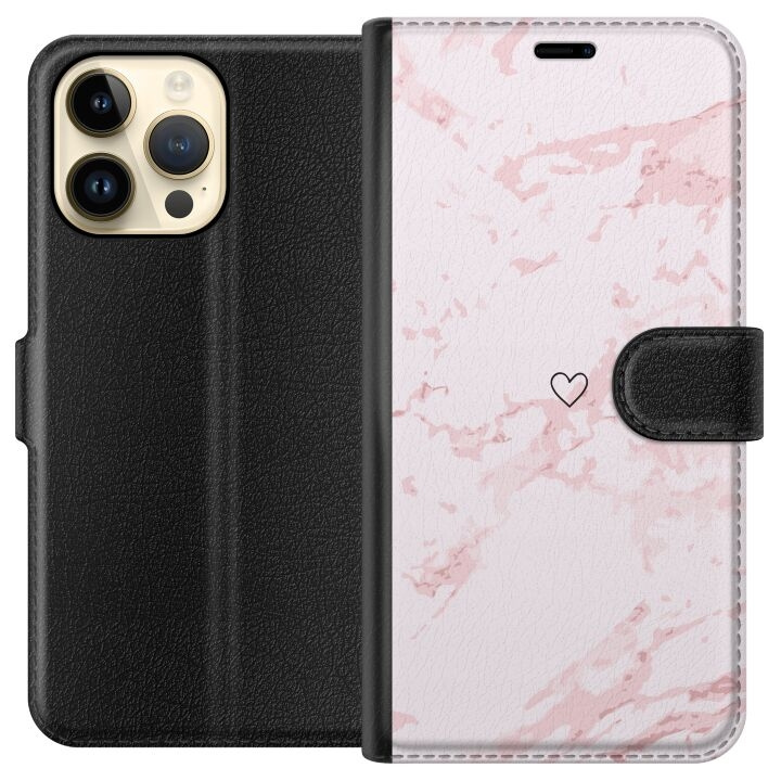 Plånboksfodral till Apple iPhone 14 Pro Max med Rosa Hjärta motiv i gruppen SMARTPHONE & SURFPLATTOR / Mobilskydd / Apple / iPhone 14 hos TP E-commerce Nordic AB (A50779)