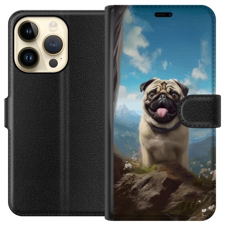 Plånboksfodral till Apple iPhone 15 Pro med Glad Hund motiv i gruppen SMARTPHONE & SURFPLATTOR / Mobilskydd / Apple / iPhone 15 hos TP E-commerce Nordic AB (A50882)