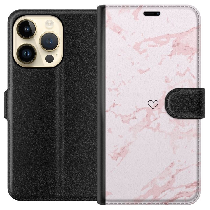 Plånboksfodral till Apple iPhone 15 Pro med Rosa Hjärta motiv i gruppen SMARTPHONE & SURFPLATTOR / Mobilskydd / Apple / iPhone 15 hos TP E-commerce Nordic AB (A50887)
