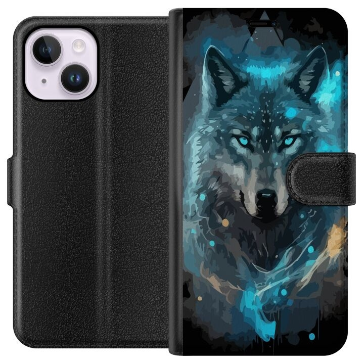 Plånboksfodral till Apple iPhone 15 Plus med Varg motiv i gruppen SMARTPHONE & SURFPLATTOR / Mobilskydd / Apple / iPhone 15 hos TP E-commerce Nordic AB (A50923)