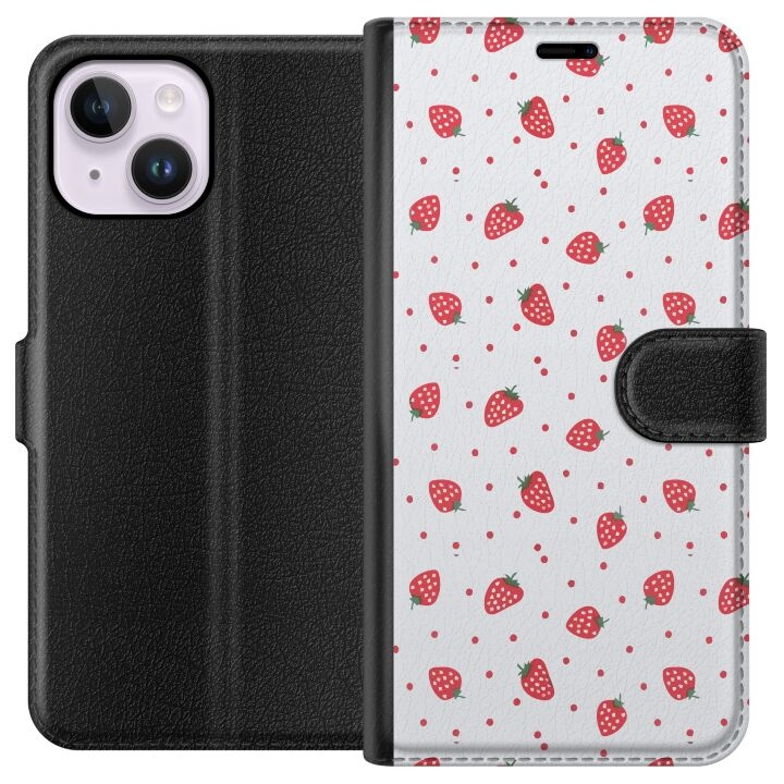 Plånboksfodral till Apple iPhone 15 Plus med Jordgubbar motiv i gruppen SMARTPHONE & SURFPLATTOR / Mobilskydd / Apple / iPhone 15 hos TP E-commerce Nordic AB (A50935)