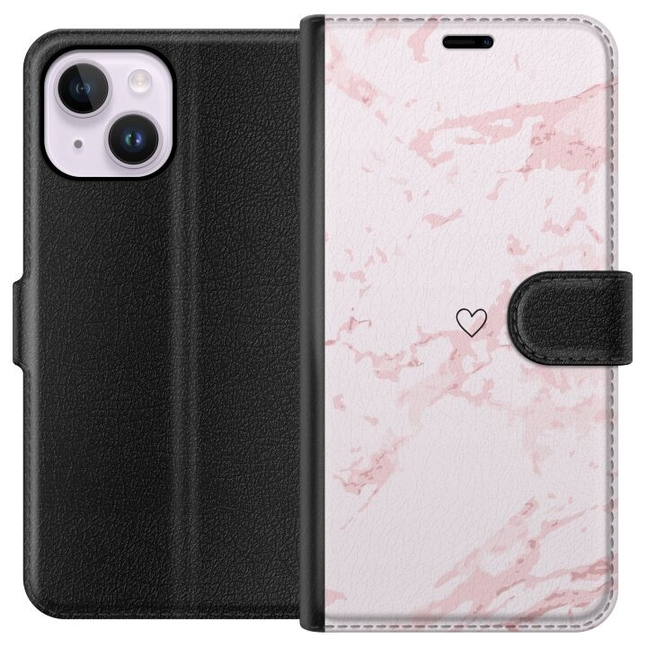 Plånboksfodral till Apple iPhone 15 Plus med Rosa Hjärta motiv i gruppen SMARTPHONE & SURFPLATTOR / Mobilskydd / Apple / iPhone 15 hos TP E-commerce Nordic AB (A50941)