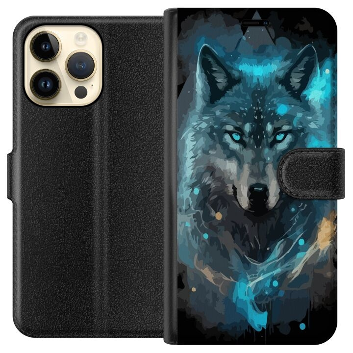Plånboksfodral till Apple iPhone 15 Pro Max med Varg motiv i gruppen SMARTPHONE & SURFPLATTOR / Mobilskydd / Apple / iPhone 15 hos TP E-commerce Nordic AB (A50977)