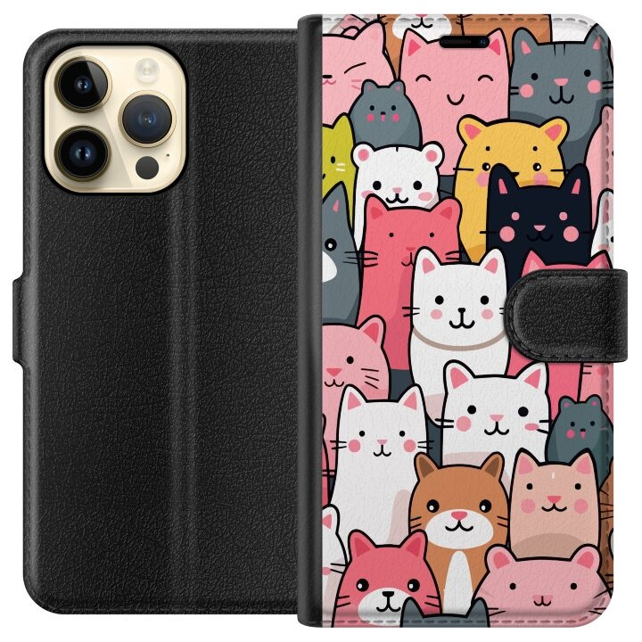 Plånboksfodral till Apple iPhone 15 Pro Max med Kattmönster motiv i gruppen SMARTPHONE & SURFPLATTOR / Mobilskydd / Apple / iPhone 15 hos TP E-commerce Nordic AB (A50980)