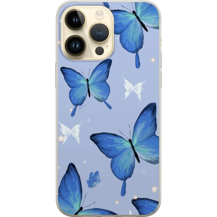 Mobilskal till Apple iPhone 15 Pro Max med Blå fjärillar motiv i gruppen SMARTPHONE & SURFPLATTOR / Mobilskydd / Apple / iPhone 15 hos TP E-commerce Nordic AB (A51015)