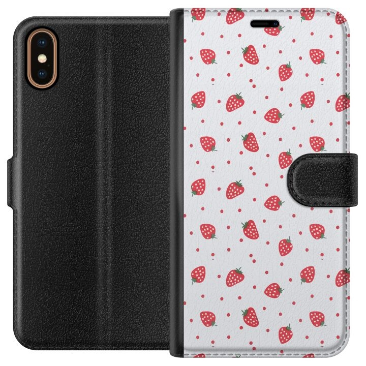 Plånboksfodral till Apple iPhone X med Jordgubbar motiv i gruppen SMARTPHONE & SURFPLATTOR / Mobilskydd / Apple / iPhone X/XS hos TP E-commerce Nordic AB (A51772)