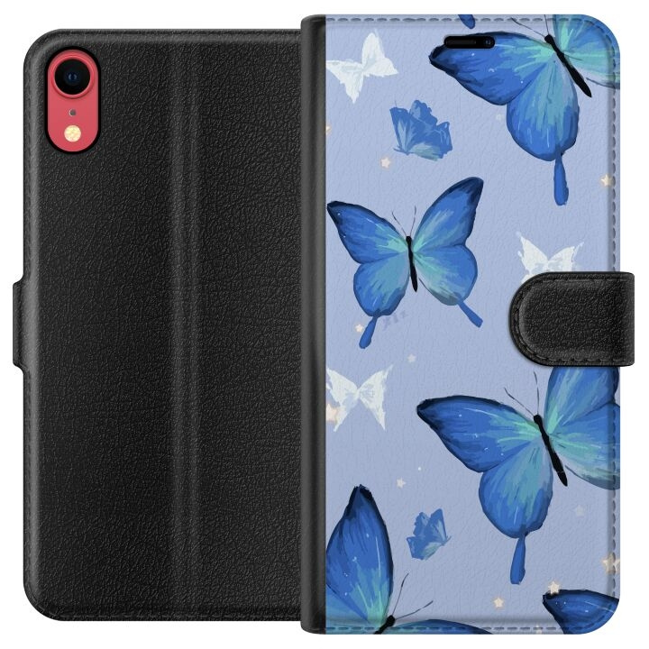 Plånboksfodral till Apple iPhone XR med Blå fjärillar motiv i gruppen SMARTPHONE & SURFPLATTOR / Mobilskydd / Apple / iPhone XR hos TP E-commerce Nordic AB (A51825)
