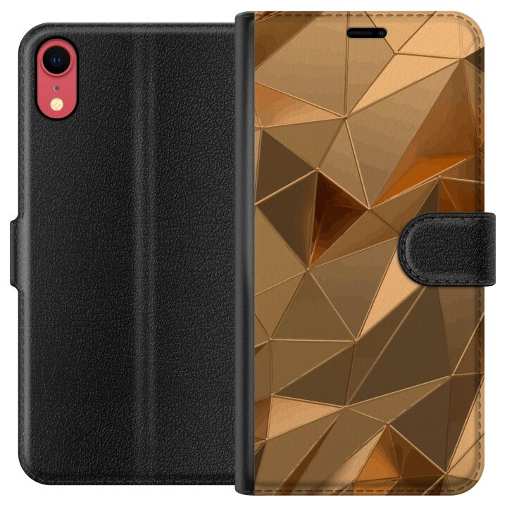 Plånboksfodral till Apple iPhone XR med 3D Guld motiv i gruppen SMARTPHONE & SURFPLATTOR / Mobilskydd / Apple / iPhone XR hos TP E-commerce Nordic AB (A51833)