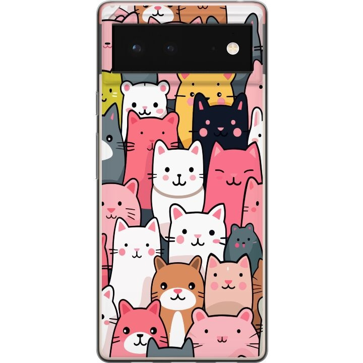 Mobilskal till Google Pixel 6 med Kattmönster motiv i gruppen SMARTPHONE & SURFPLATTOR / Mobilskydd / Google hos TP E-commerce Nordic AB (A52087)