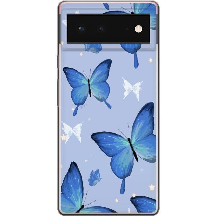 Mobilskal till Google Pixel 6 med Blå fjärillar motiv i gruppen SMARTPHONE & SURFPLATTOR / Mobilskydd / Google hos TP E-commerce Nordic AB (A52095)