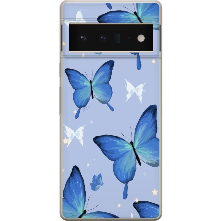 Mobilskal till Google Pixel 6 Pro med Blå fjärillar motiv i gruppen SMARTPHONE & SURFPLATTOR / Mobilskydd / Google hos TP E-commerce Nordic AB (A52176)
