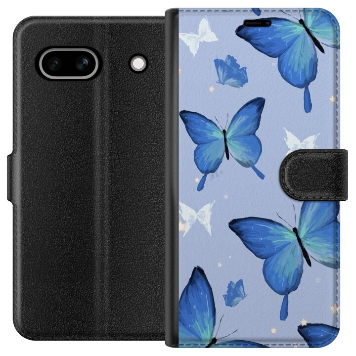 Plånboksfodral till Google Pixel 7a med Blå fjärillar motiv i gruppen SMARTPHONE & SURFPLATTOR / Mobilskydd / Google hos TP E-commerce Nordic AB (A52230)