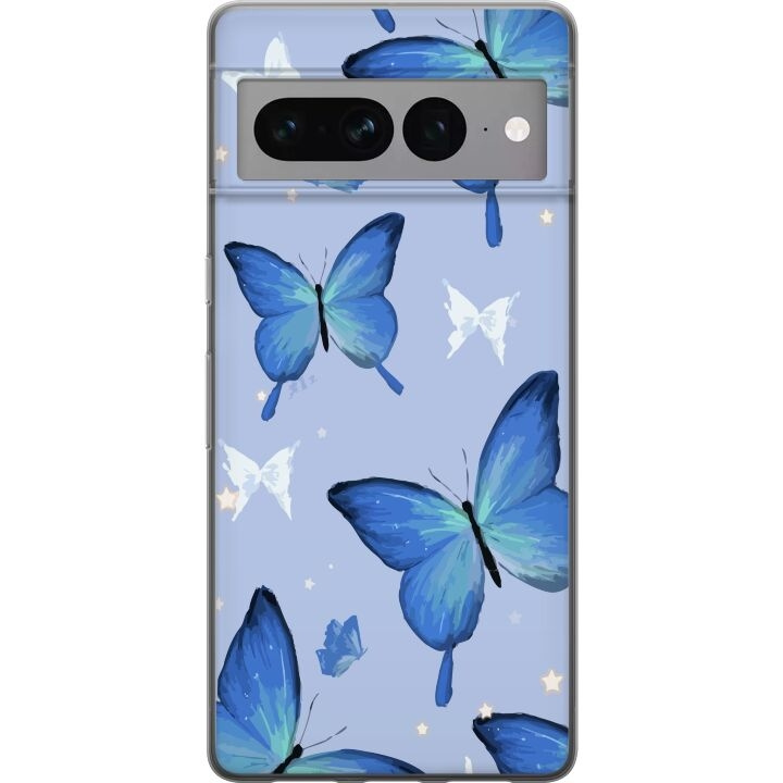 Mobilskal till Google Pixel 7 Pro med Blå fjärillar motiv i gruppen SMARTPHONE & SURFPLATTOR / Mobilskydd / Google hos TP E-commerce Nordic AB (A52284)