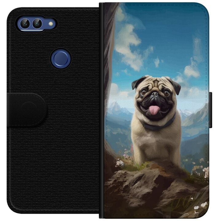 Plånboksfodral till Huawei P smart med Glad Hund motiv i gruppen SMARTPHONE & SURFPLATTOR / Mobilskydd / Huawei/Honor hos TP E-commerce Nordic AB (A52637)